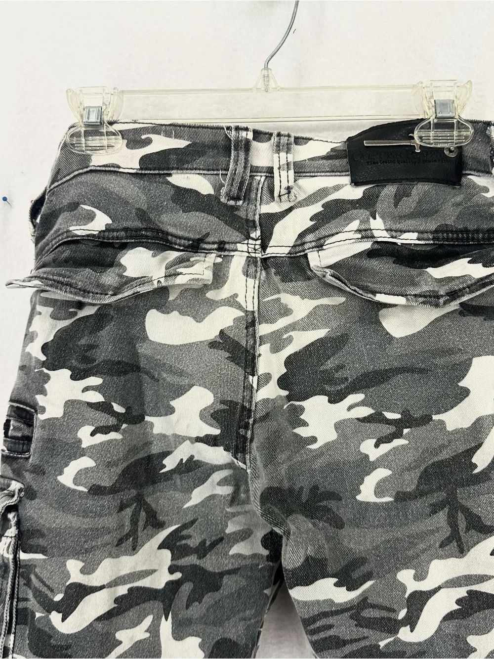 Copper Rivet Camo Cargo Skinny Jeans Mens Small Gray Stretch Zip Pocket Pants